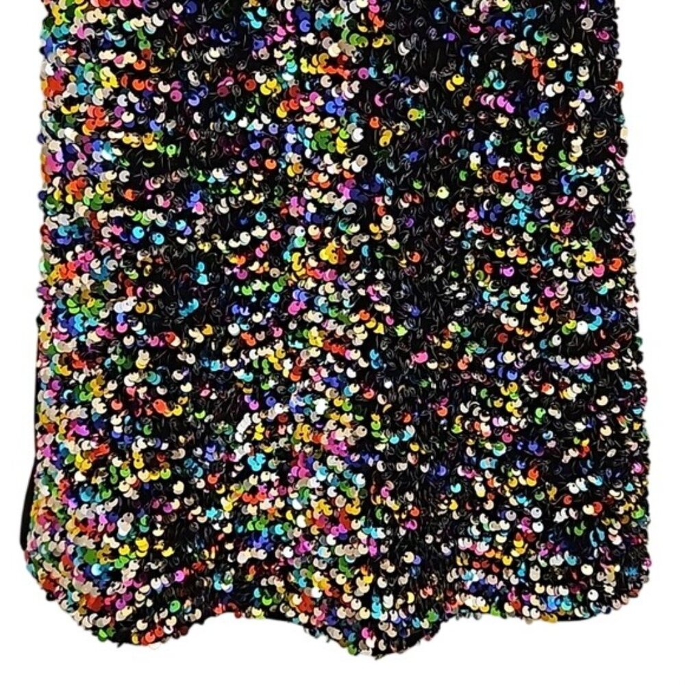 Doe & Rae Sequined Tank Top Small Women's Multi Color Ribbed Festival Party - Picture 3 of 7